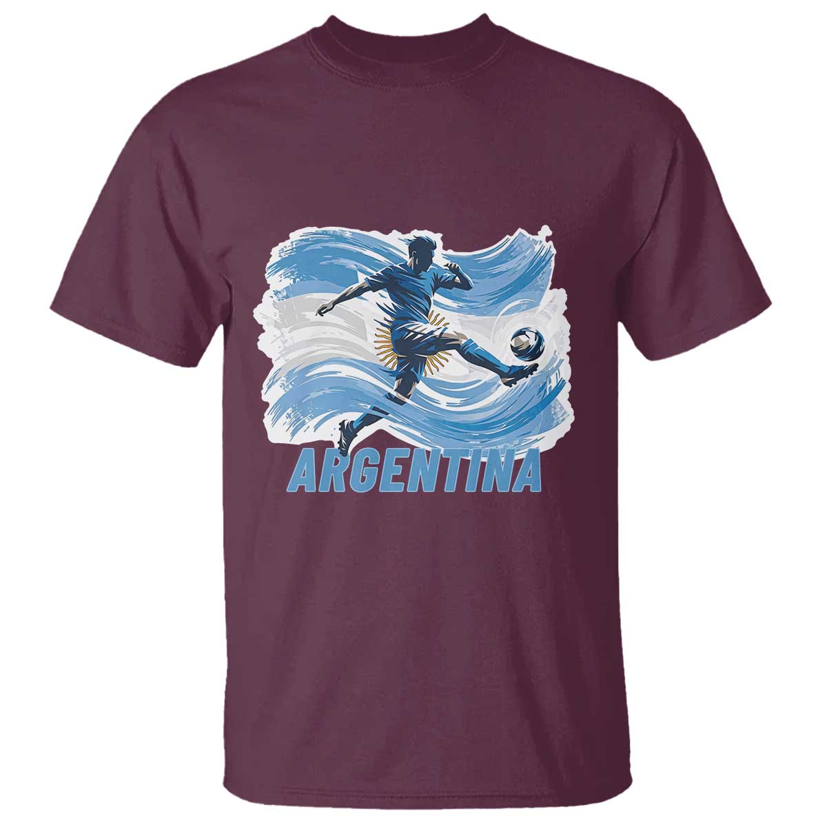 Argentina Soccer Fan Argentinian Flag Patriotic Sports T Shirt TS14 Maroon Print Your Wear