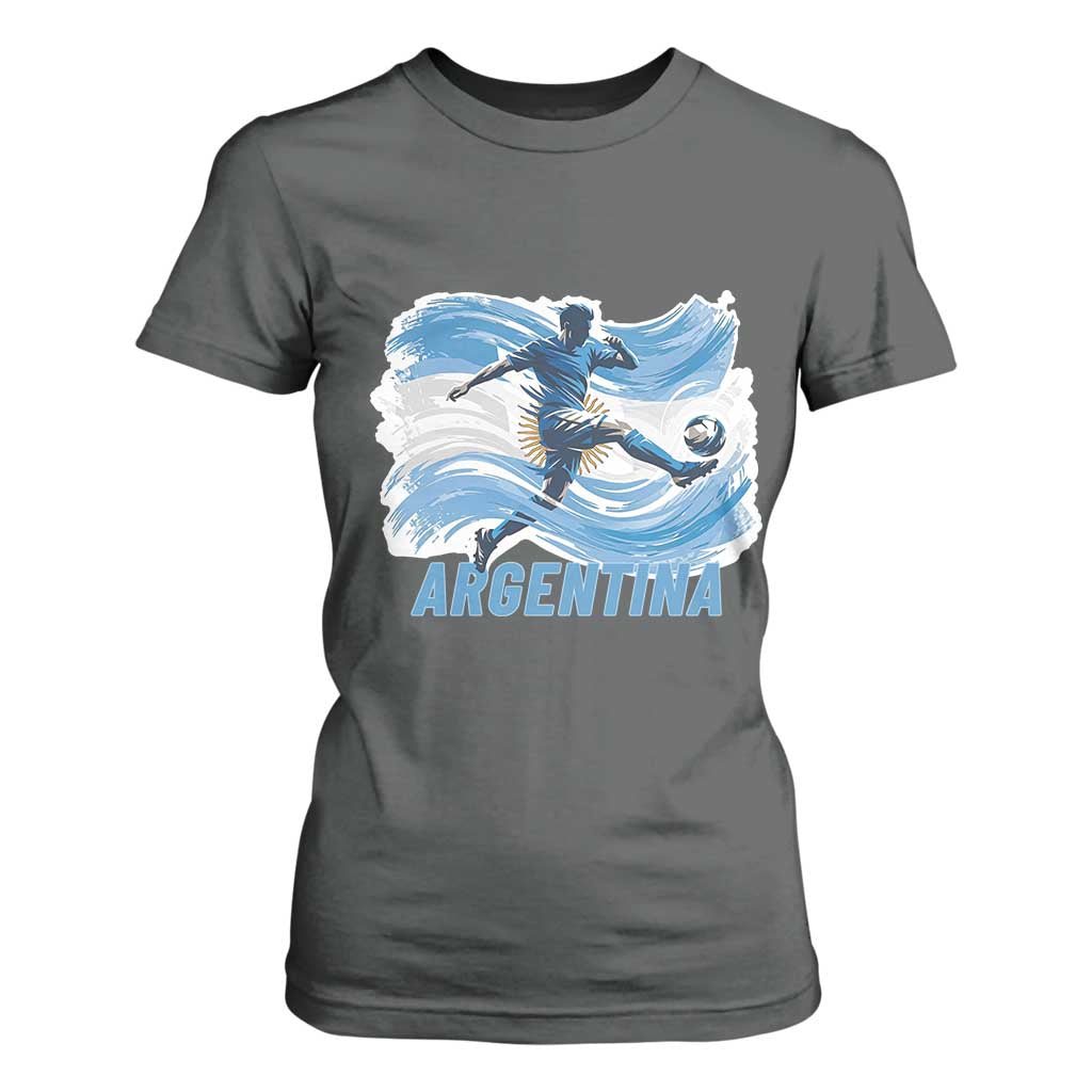 Argentina Soccer Fan Argentinian Flag Patriotic Sports T Shirt For Women TS14 Dark Heather Print Your Wear