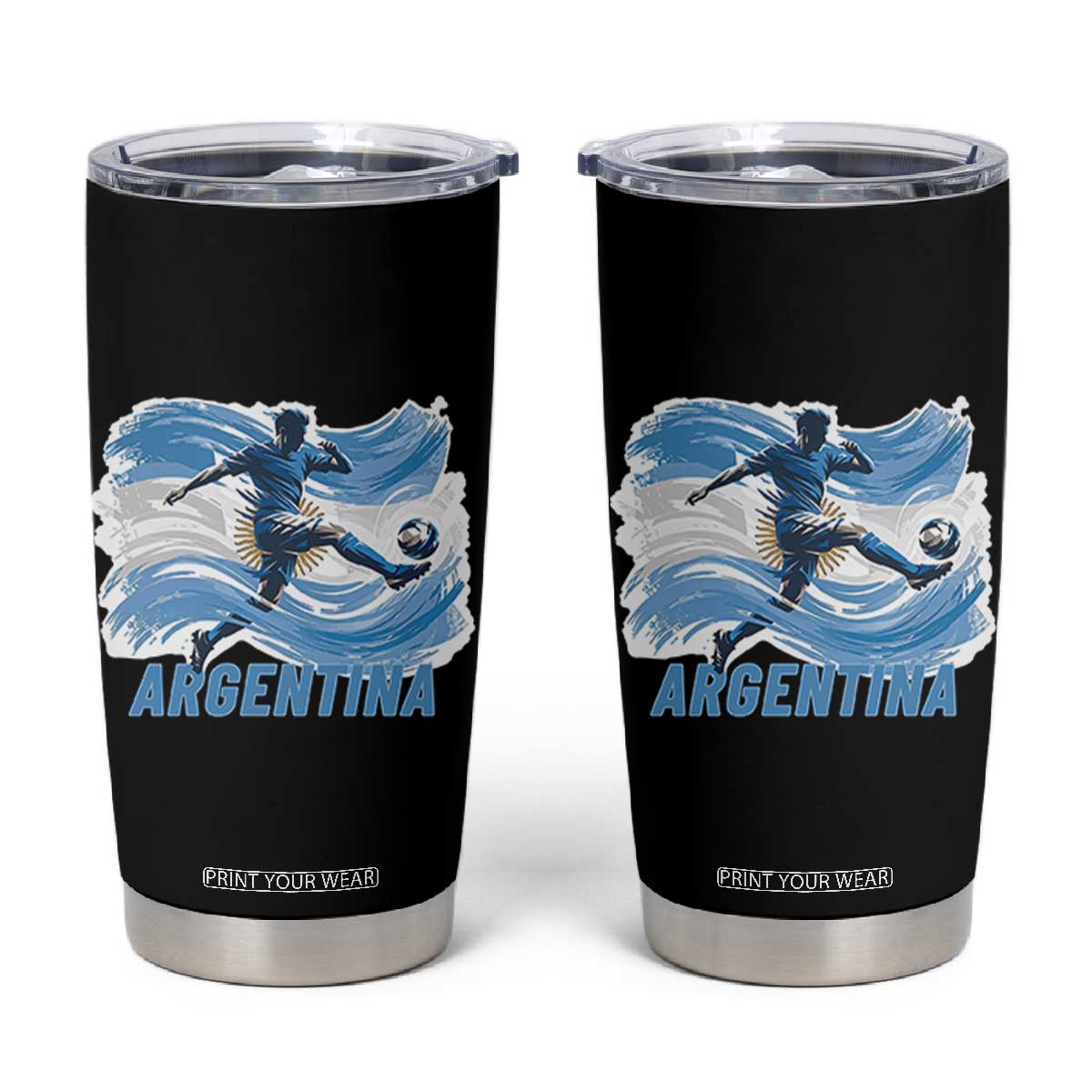 Argentina Soccer Fan Argentinian Flag Patriotic Sports Tumbler Cup TS14 Black Print Your Wear
