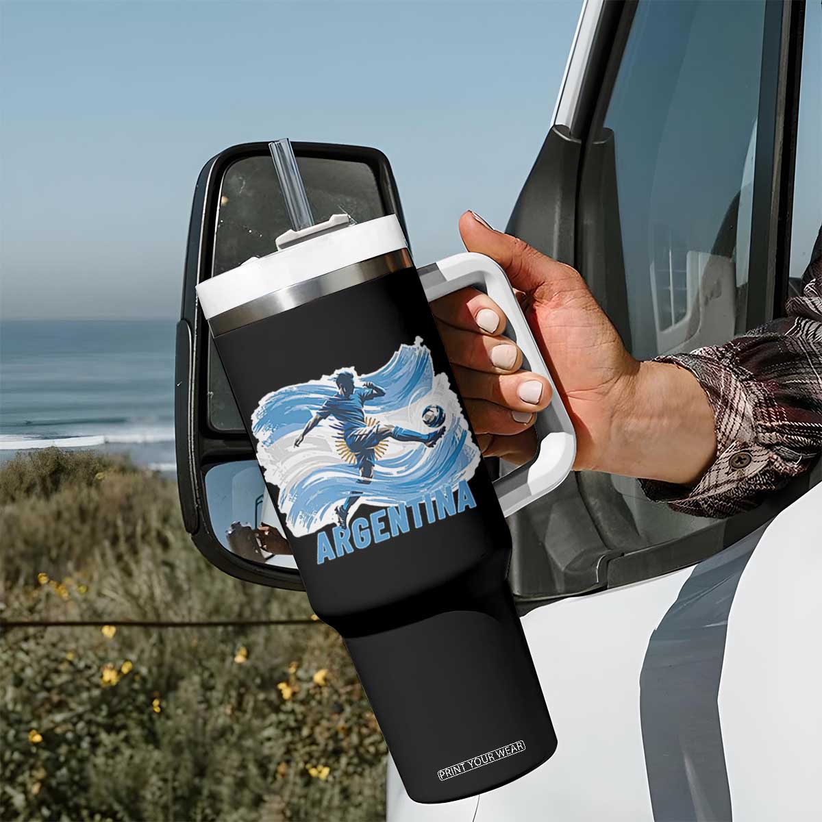 Argentina Soccer Fan Argentinian Flag Patriotic Sports Tumbler With Handle TS14 Print Your Wear
