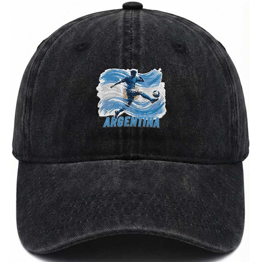 Argentina Soccer Fan Argentinian Flag Patriotic Sports Washed Cotton Baseball Cap TS14 Print Your Wear