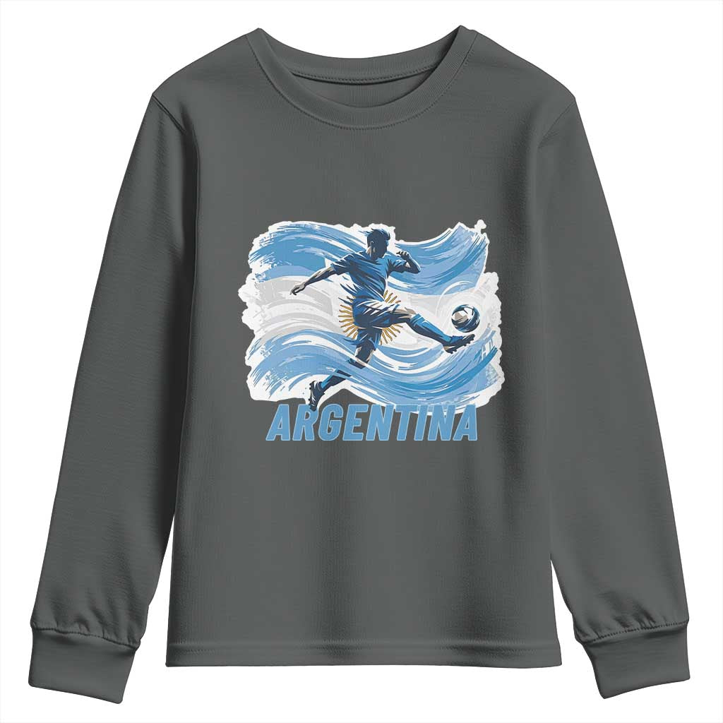 Argentina Soccer Fan Argentinian Flag Patriotic Sports Youth Sweatshirt TS14 Dark Heather Print Your Wear