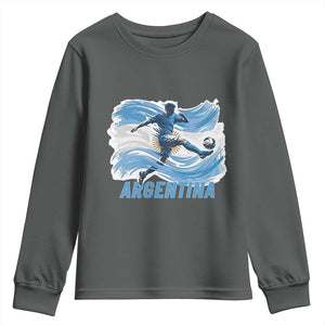 Argentina Soccer Fan Argentinian Flag Patriotic Sports Youth Sweatshirt TS14 Dark Heather Print Your Wear