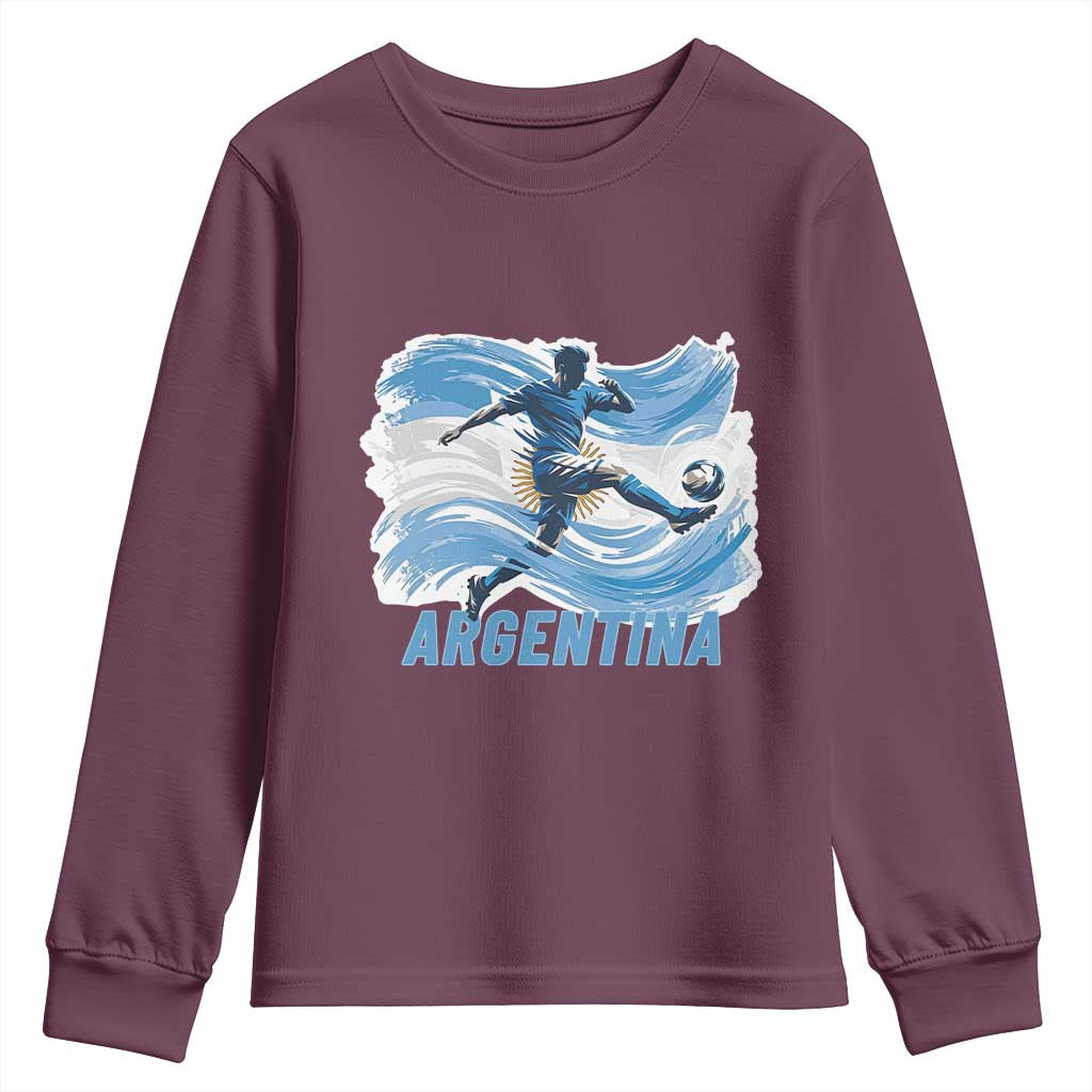 Argentina Soccer Fan Argentinian Flag Patriotic Sports Youth Sweatshirt TS14 Maroon Print Your Wear