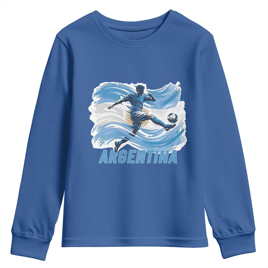 Argentina Soccer Fan Argentinian Flag Patriotic Sports Youth Sweatshirt TS14 Royal Blue Print Your Wear