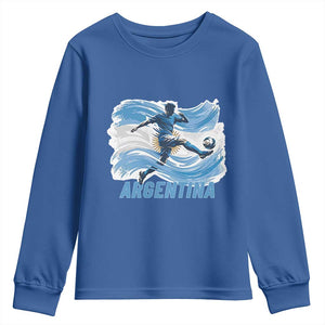 Argentina Soccer Fan Argentinian Flag Patriotic Sports Youth Sweatshirt TS14 Royal Blue Print Your Wear