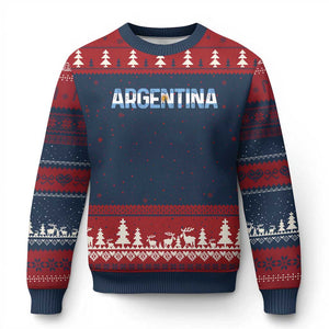 Vintage Argentina Flag Retro Argentinian Ugly Christmas Sweater TS14 Navy Red Print Your Wear