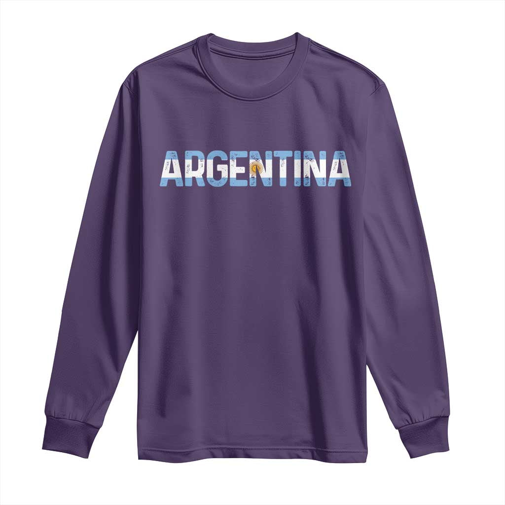 Vintage Argentina Flag Retro Argentinian Long Sleeve Shirt TS14 S Purple Print Your Wear