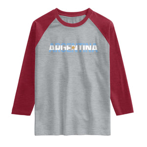 Vintage Argentina Flag Retro Argentinian Raglan Shirt TS14 Heather Gray Heather Red Print Your Wear