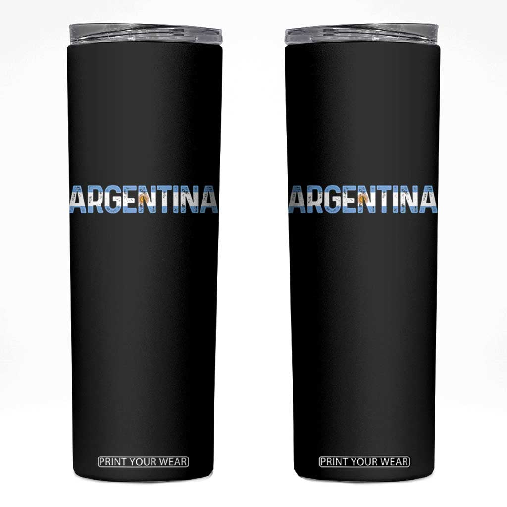 Vintage Argentina Flag Retro Argentinian Skinny Tumbler TS14 Black Print Your Wear