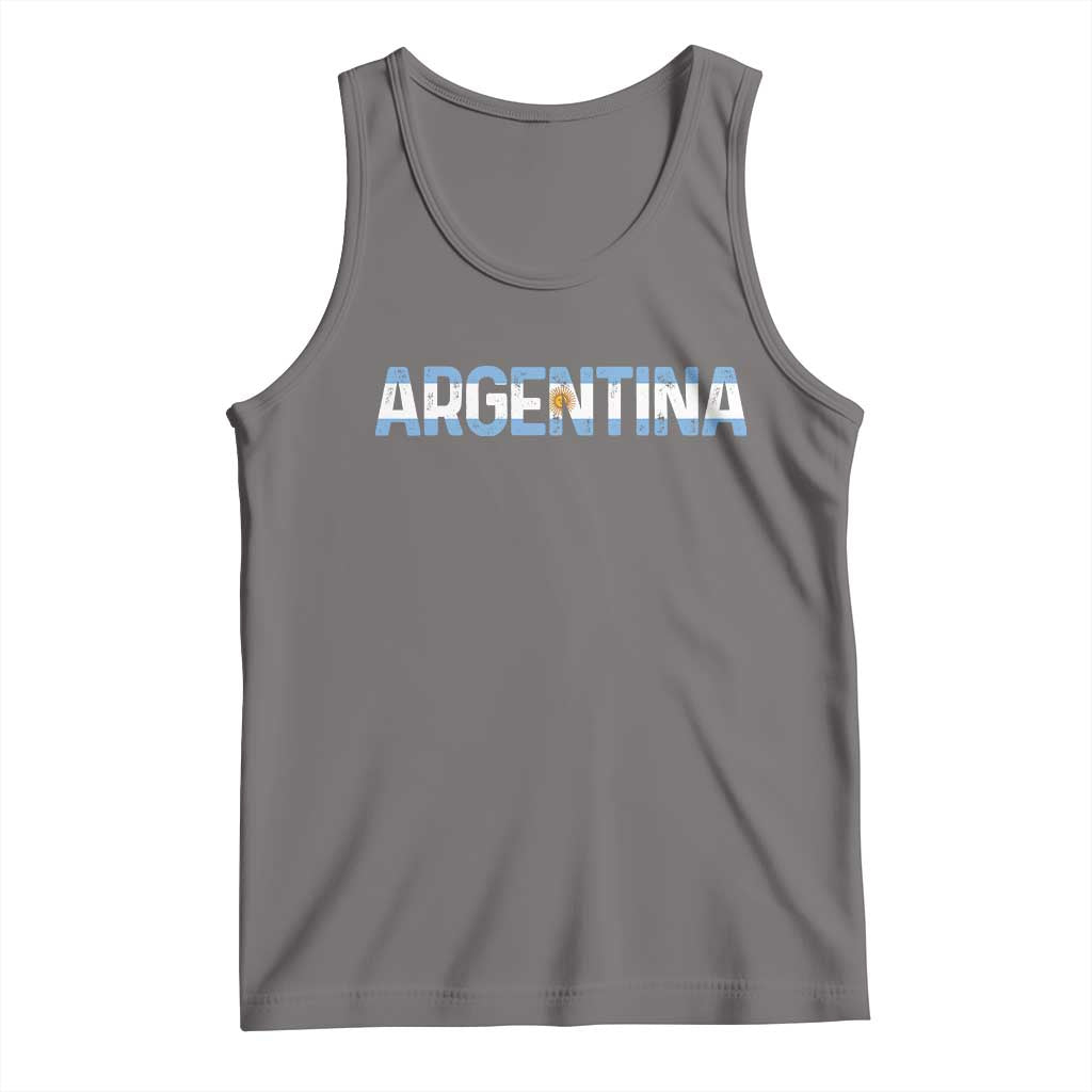Vintage Argentina Flag Retro Argentinian Tank Top TS14 Deep Heather Print Your Wear