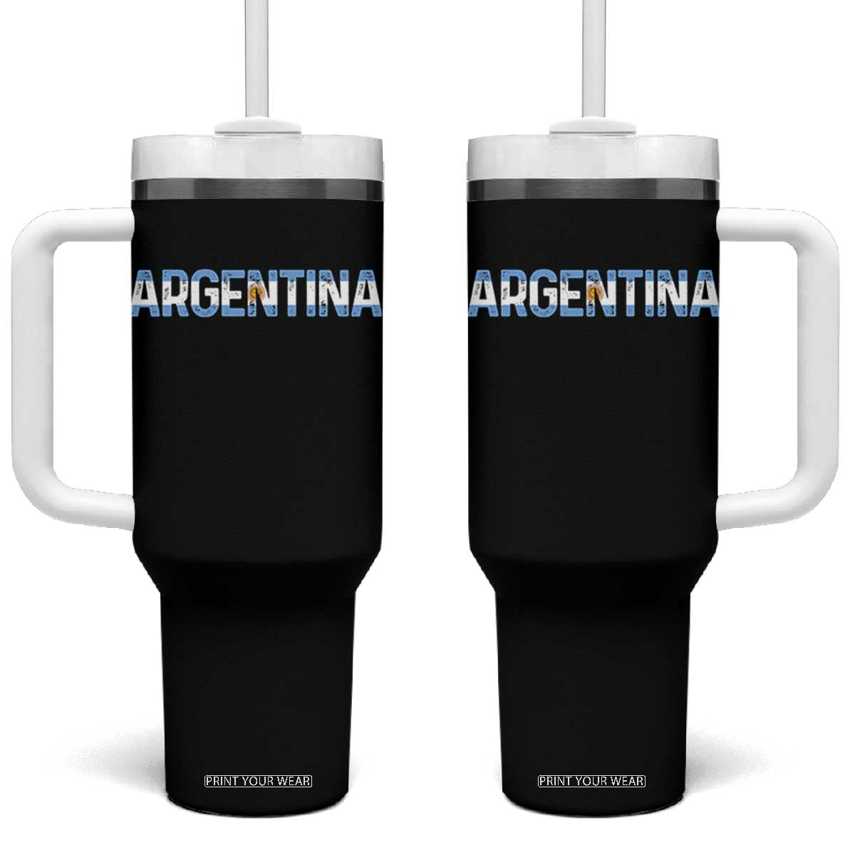 Vintage Argentina Flag Retro Argentinian Tumbler With Handle TS14 One Size: 40 oz Black Print Your Wear
