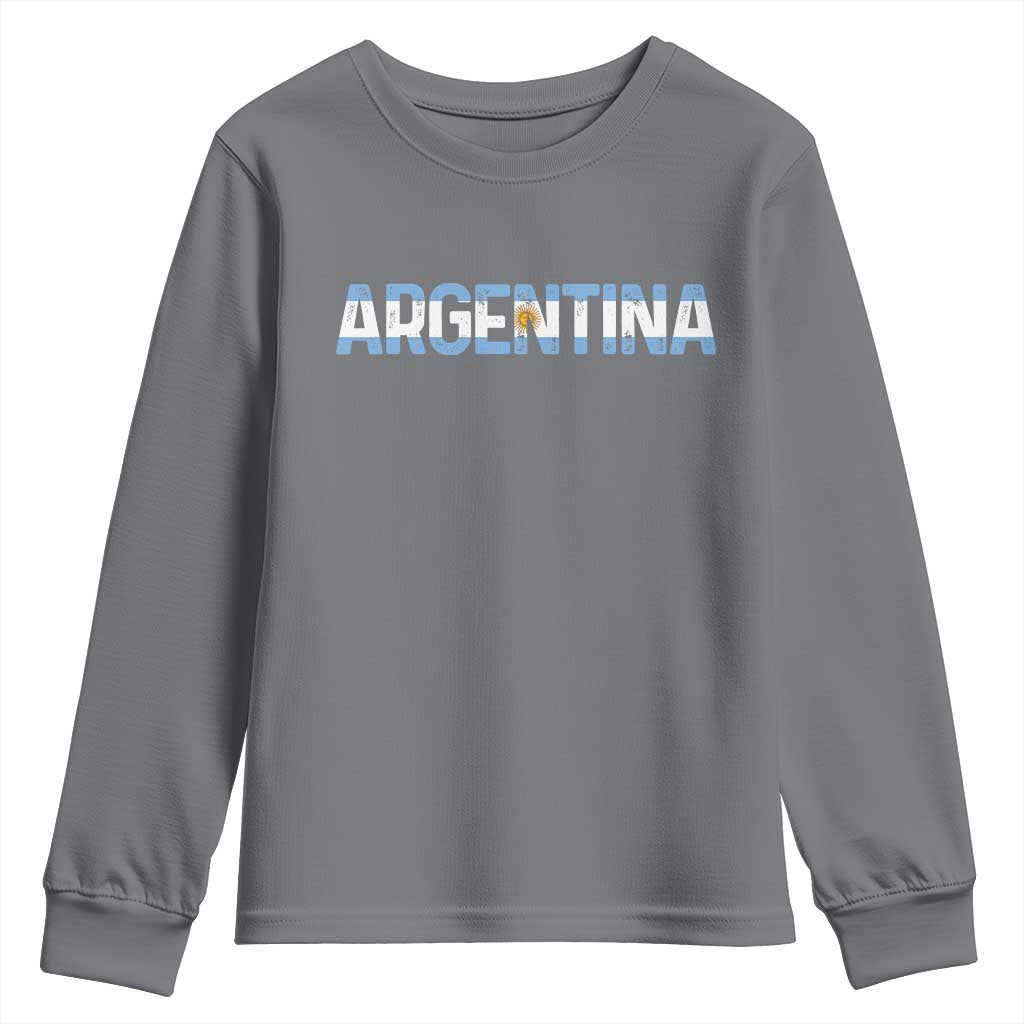 Vintage Argentina Flag Retro Argentinian Youth Sweatshirt TS14 Charcoal Print Your Wear
