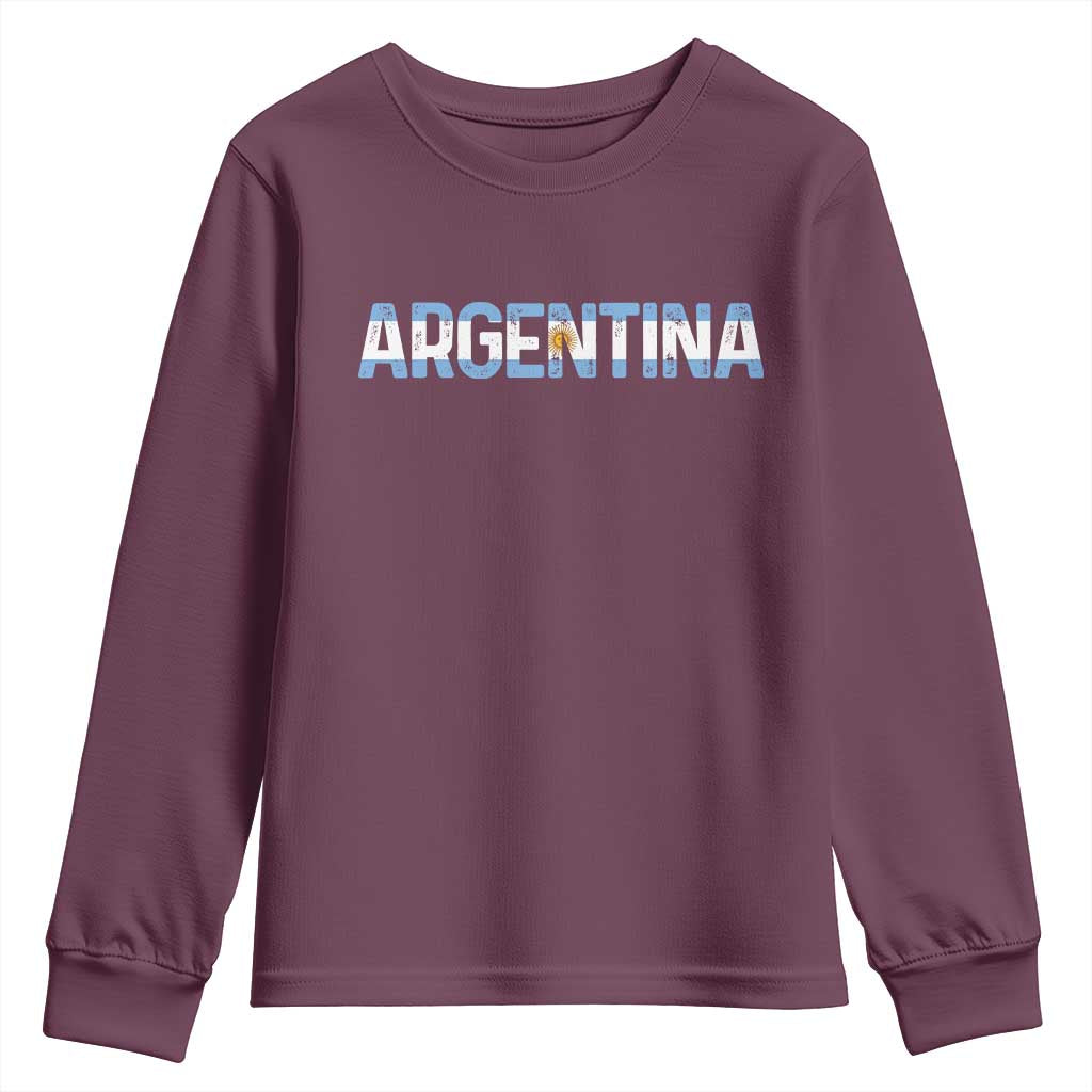 Vintage Argentina Flag Retro Argentinian Youth Sweatshirt TS14 Maroon Print Your Wear