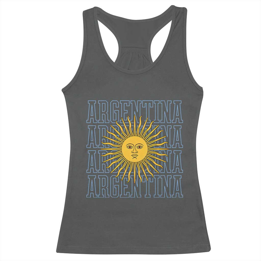Sol de Mayo Argentina Flag Argentinian Sun Racerback Tank Top TS14 Dark Heather Print Your Wear