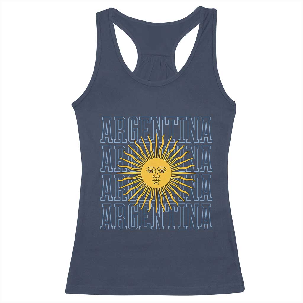 Sol de Mayo Argentina Flag Argentinian Sun Racerback Tank Top TS14 Navy Print Your Wear
