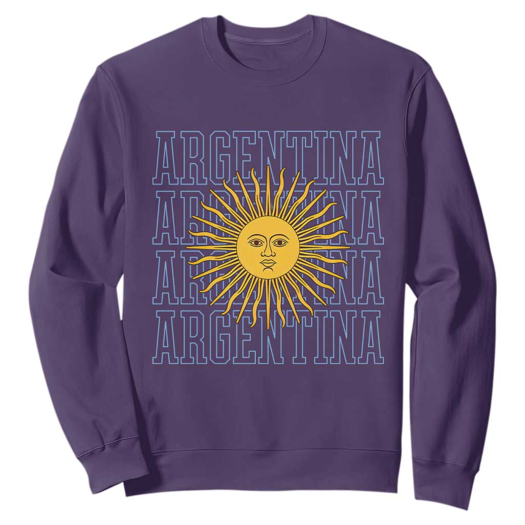 Sol de Mayo Argentina Flag Argentinian Sun Sweatshirt TS14 S Purple Print Your Wear