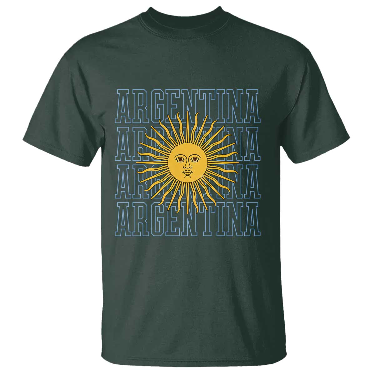Sol de Mayo Argentina Flag Argentinian Sun T Shirt TS14 Dark Forest Green Print Your Wear