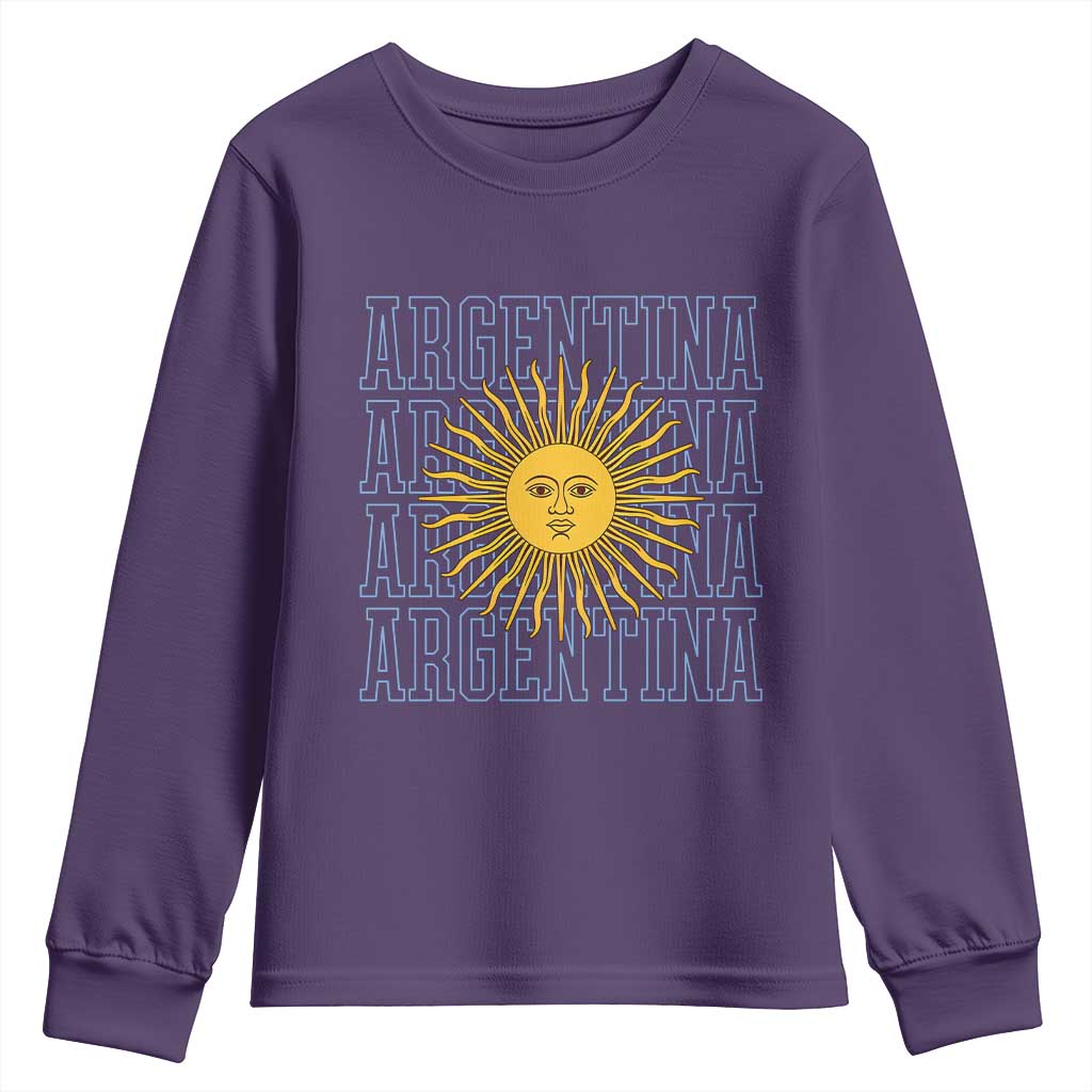 Sol de Mayo Argentina Flag Argentinian Sun Youth Sweatshirt TS14 Purple Print Your Wear