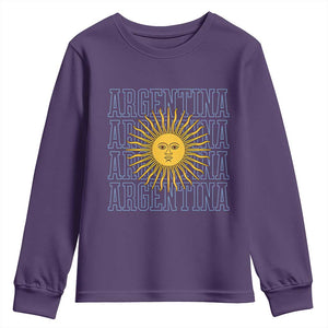 Sol de Mayo Argentina Flag Argentinian Sun Youth Sweatshirt TS14 Purple Print Your Wear