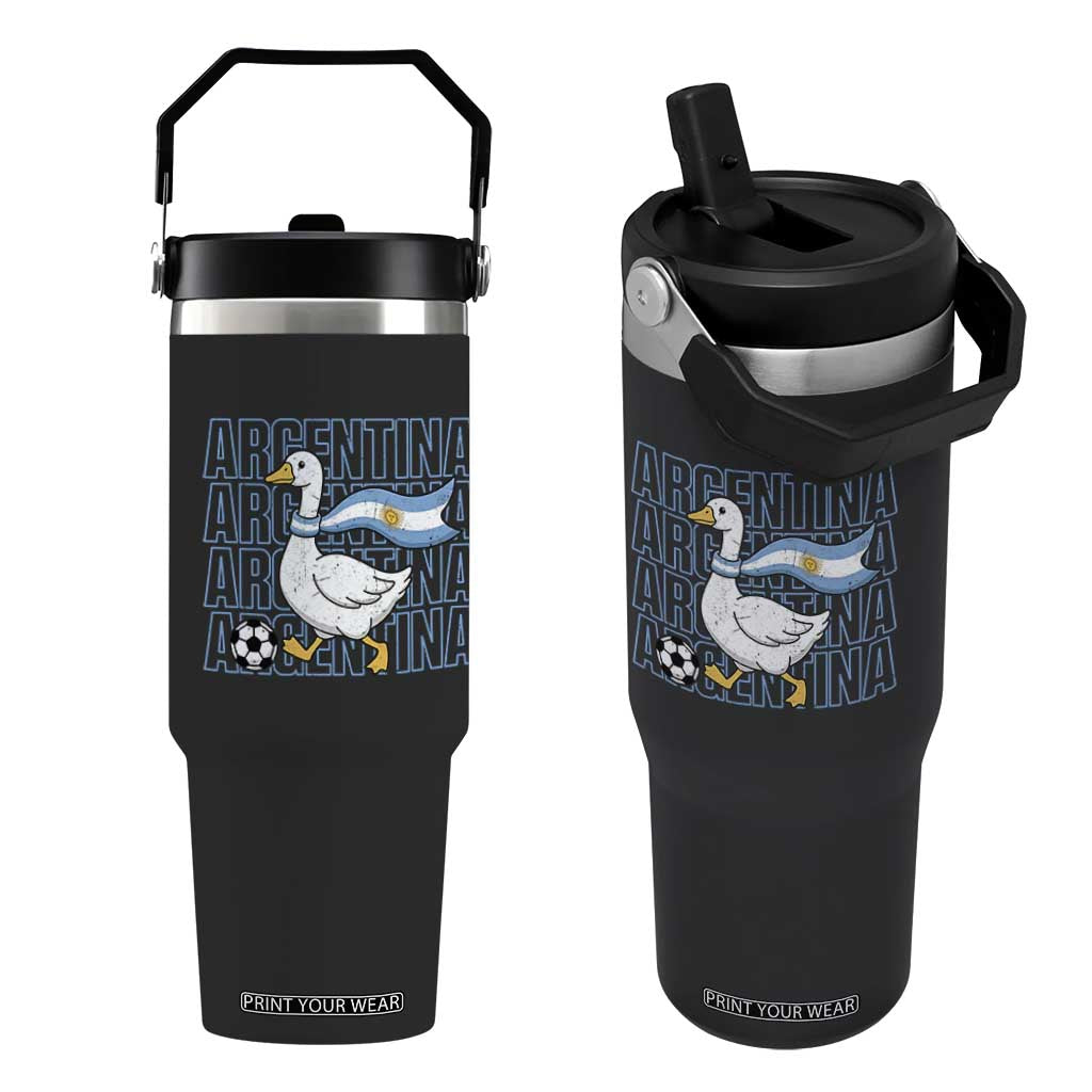 Argentina Soccer Football Flip Straw Tumbler Silly Goose Argentinian Flag Fan Supporter TS14 One Size: 30 oz Black Print Your Wear