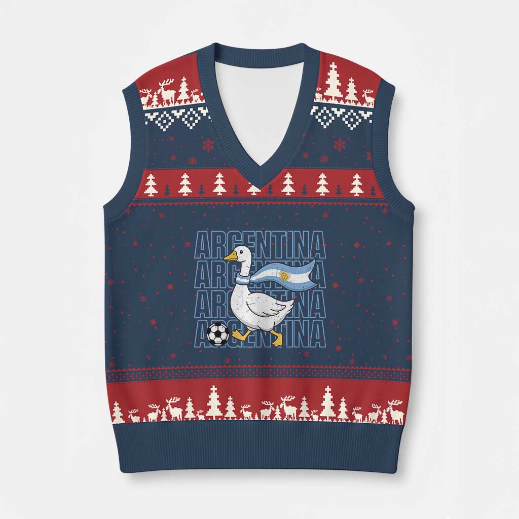 Argentina Soccer Football V-Neck Knit Sweater Vest Silly Goose Argentinian Flag Fan Supporter TS14 Navy Red Print Your Wear