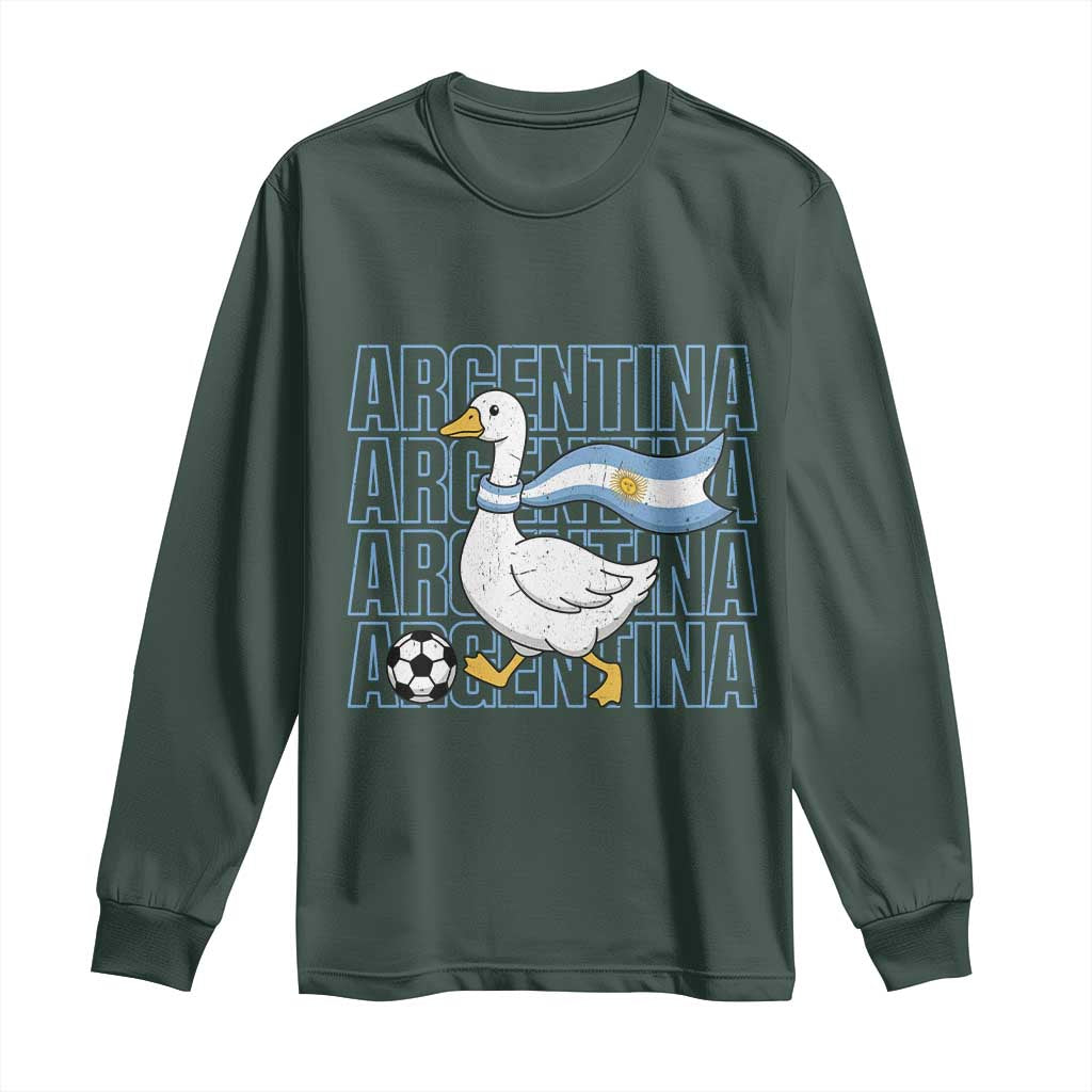 Argentina Soccer Football Long Sleeve Shirt Silly Goose Argentinian Flag Fan Supporter TS14 Dark Forest Green Print Your Wear