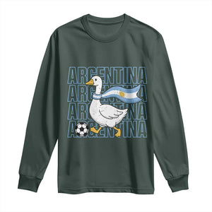 Argentina Soccer Football Long Sleeve Shirt Silly Goose Argentinian Flag Fan Supporter TS14 Dark Forest Green Print Your Wear