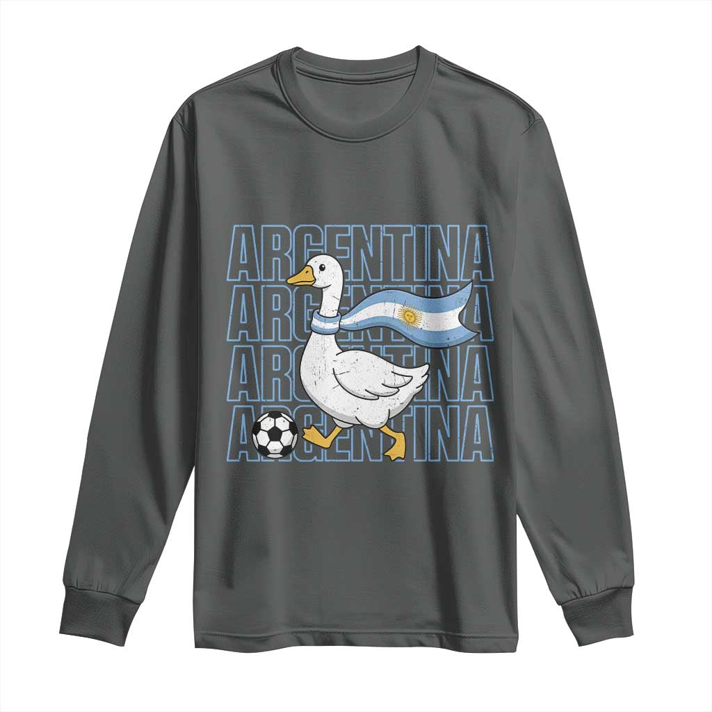 Argentina Soccer Football Long Sleeve Shirt Silly Goose Argentinian Flag Fan Supporter TS14 Dark Heather Print Your Wear