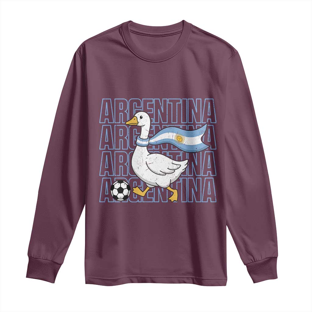 Argentina Soccer Football Long Sleeve Shirt Silly Goose Argentinian Flag Fan Supporter TS14 Maroon Print Your Wear