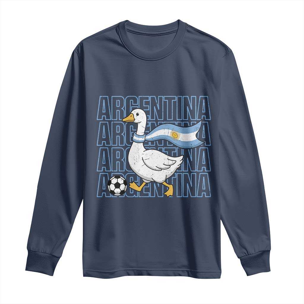 Argentina Soccer Football Long Sleeve Shirt Silly Goose Argentinian Flag Fan Supporter TS14 Navy Print Your Wear