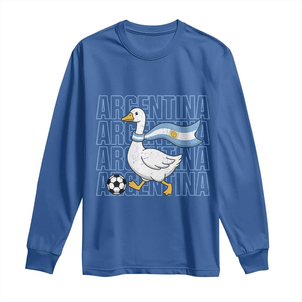 Argentina Soccer Football Long Sleeve Shirt Silly Goose Argentinian Flag Fan Supporter TS14 Royal Blue Print Your Wear