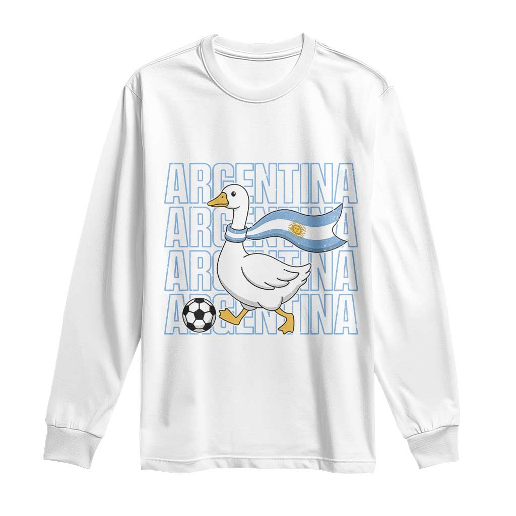 Argentina Soccer Football Long Sleeve Shirt Silly Goose Argentinian Flag Fan Supporter TS14 White Print Your Wear