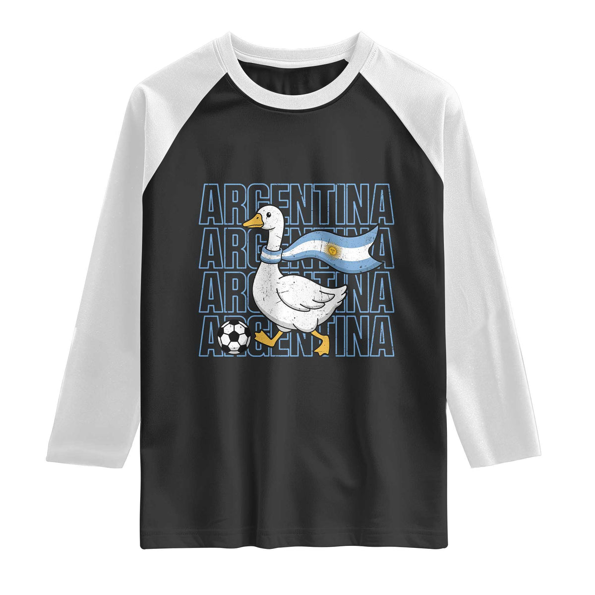Argentina Soccer Football Raglan Shirt Silly Goose Argentinian Flag Fan Supporter TS14 Black White Print Your Wear