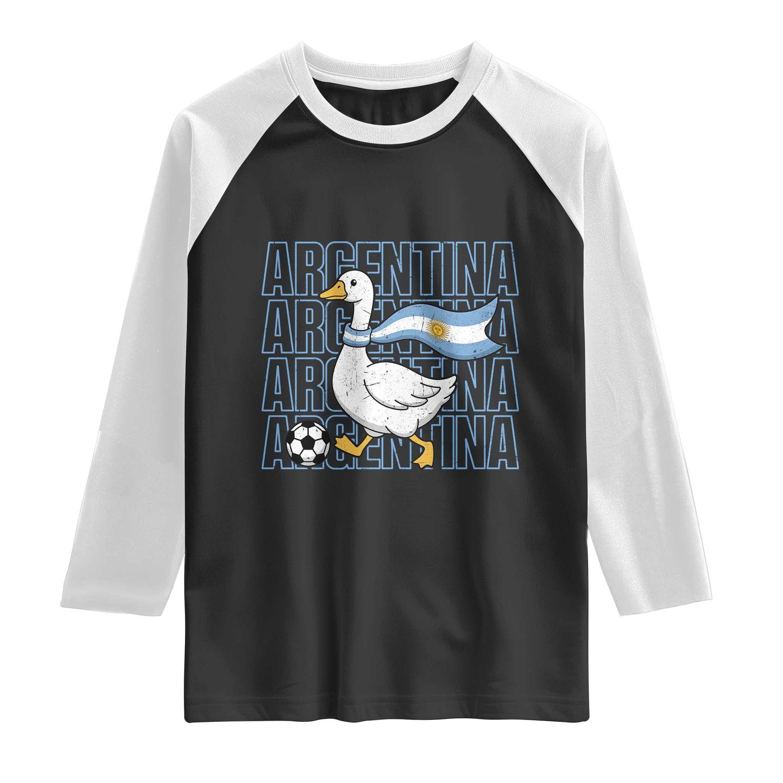 Argentina Soccer Football Raglan Shirt Silly Goose Argentinian Flag Fan Supporter TS14 Black White Print Your Wear