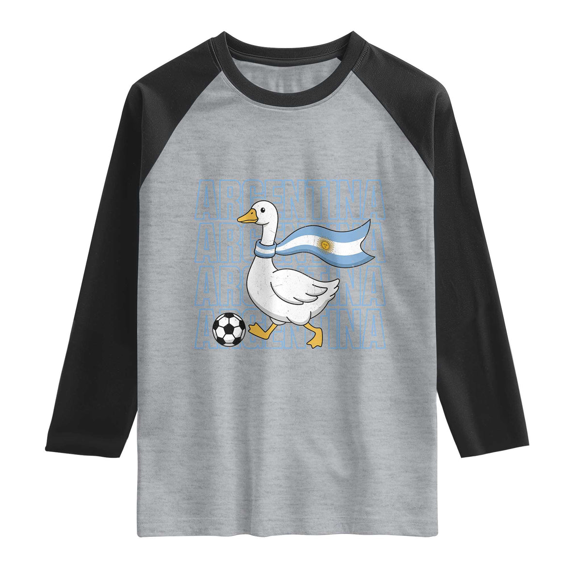 Argentina Soccer Football Raglan Shirt Silly Goose Argentinian Flag Fan Supporter TS14 Heather Gray Black Print Your Wear