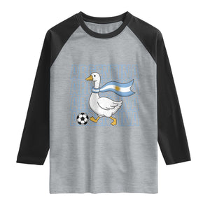 Argentina Soccer Football Raglan Shirt Silly Goose Argentinian Flag Fan Supporter TS14 Heather Gray Black Print Your Wear