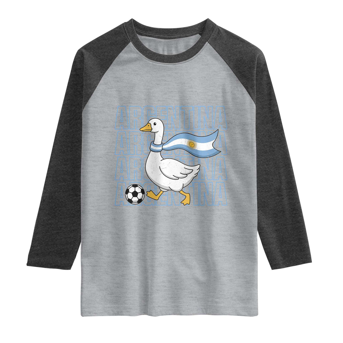 Argentina Soccer Football Raglan Shirt Silly Goose Argentinian Flag Fan Supporter TS14 Heather Gray Heather Charcoal Print Your Wear
