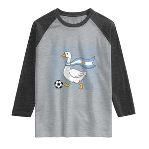 Argentina Soccer Football Raglan Shirt Silly Goose Argentinian Flag Fan Supporter TS14 Heather Gray Heather Charcoal Print Your Wear