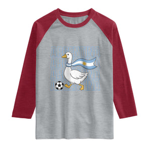 Argentina Soccer Football Raglan Shirt Silly Goose Argentinian Flag Fan Supporter TS14 Heather Gray Heather Red Print Your Wear