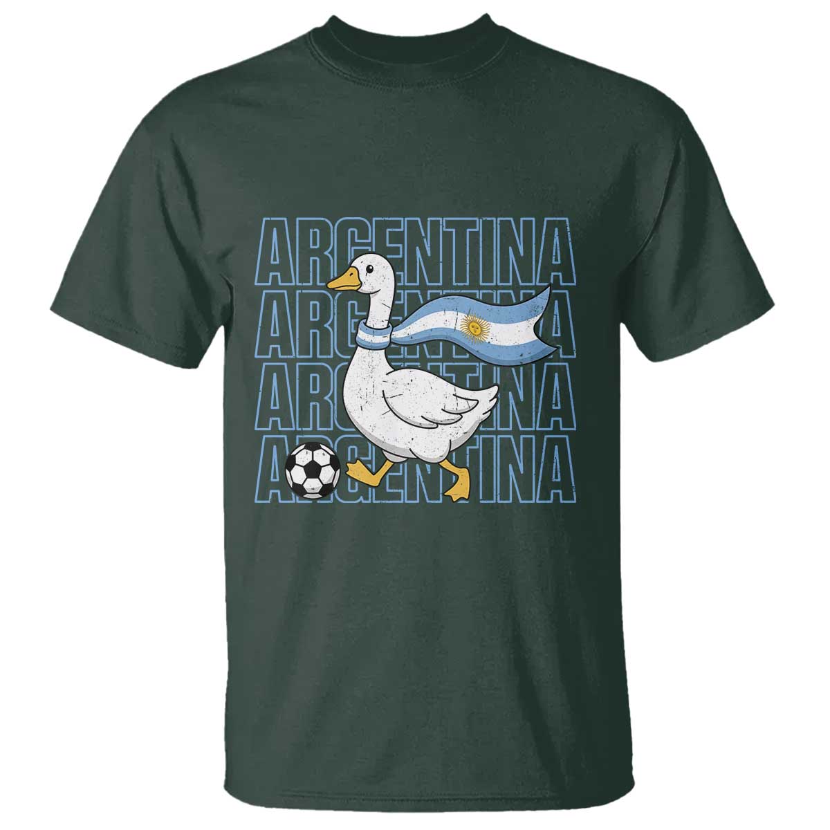 Argentina Soccer Football T Shirt Silly Goose Argentinian Flag Fan Supporter TS14 Dark Forest Green Print Your Wear