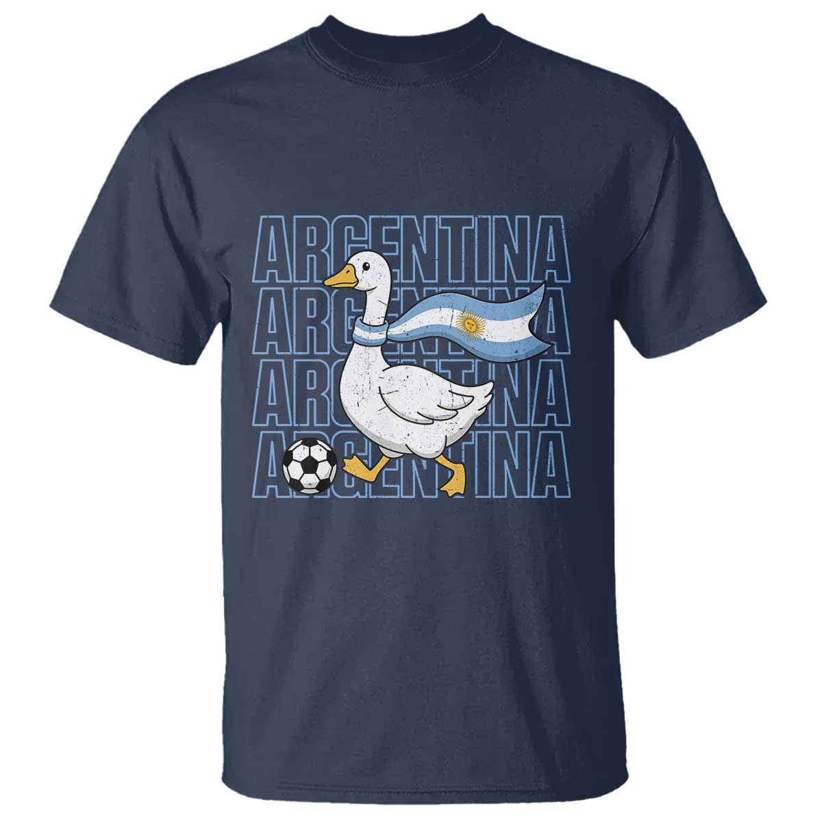 Argentina Soccer Football T Shirt Silly Goose Argentinian Flag Fan Supporter TS14 Navy Print Your Wear