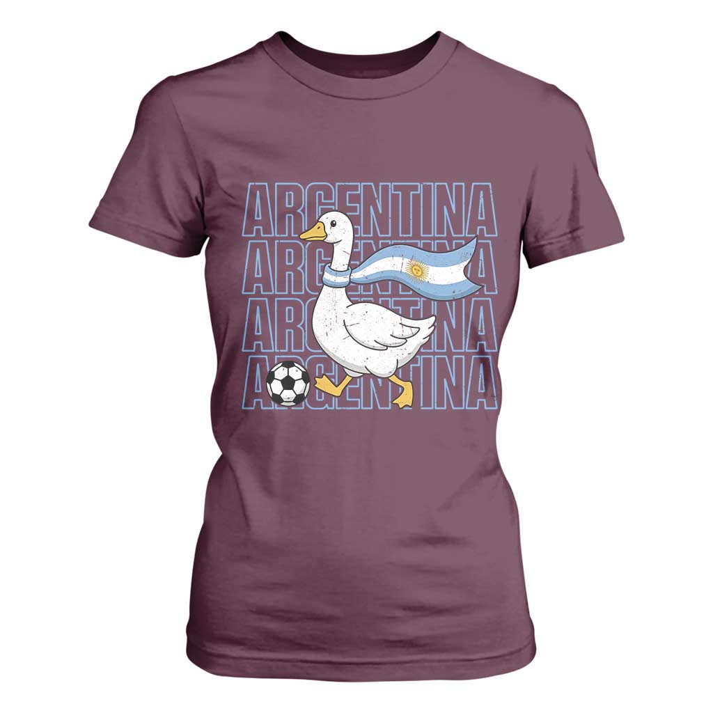 Argentina Soccer Football T Shirt For Women Silly Goose Argentinian Flag Fan Supporter TS14 Maroon Print Your Wear