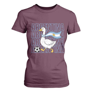 Argentina Soccer Football T Shirt For Women Silly Goose Argentinian Flag Fan Supporter TS14 Maroon Print Your Wear