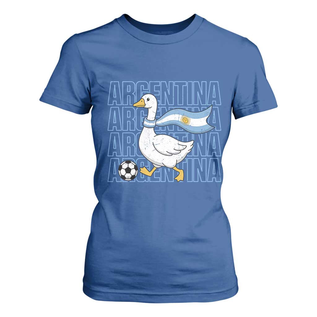 Argentina Soccer Football T Shirt For Women Silly Goose Argentinian Flag Fan Supporter TS14 Royal Blue Print Your Wear