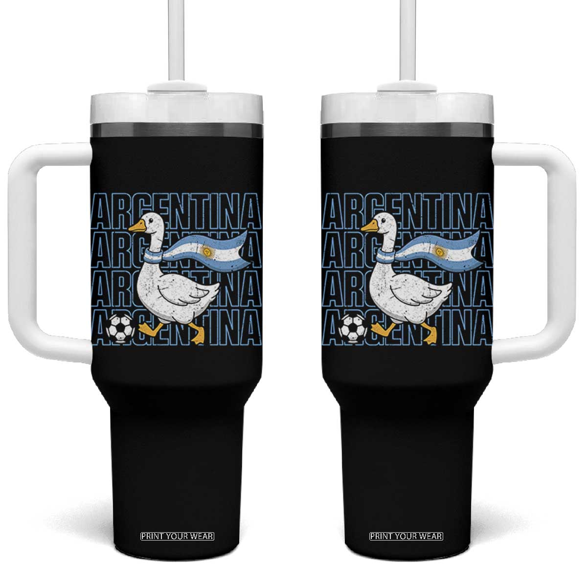 Argentina Soccer Football Tumbler With Handle Silly Goose Argentinian Flag Fan Supporter TS14 One Size: 40 oz Black Print Your Wear