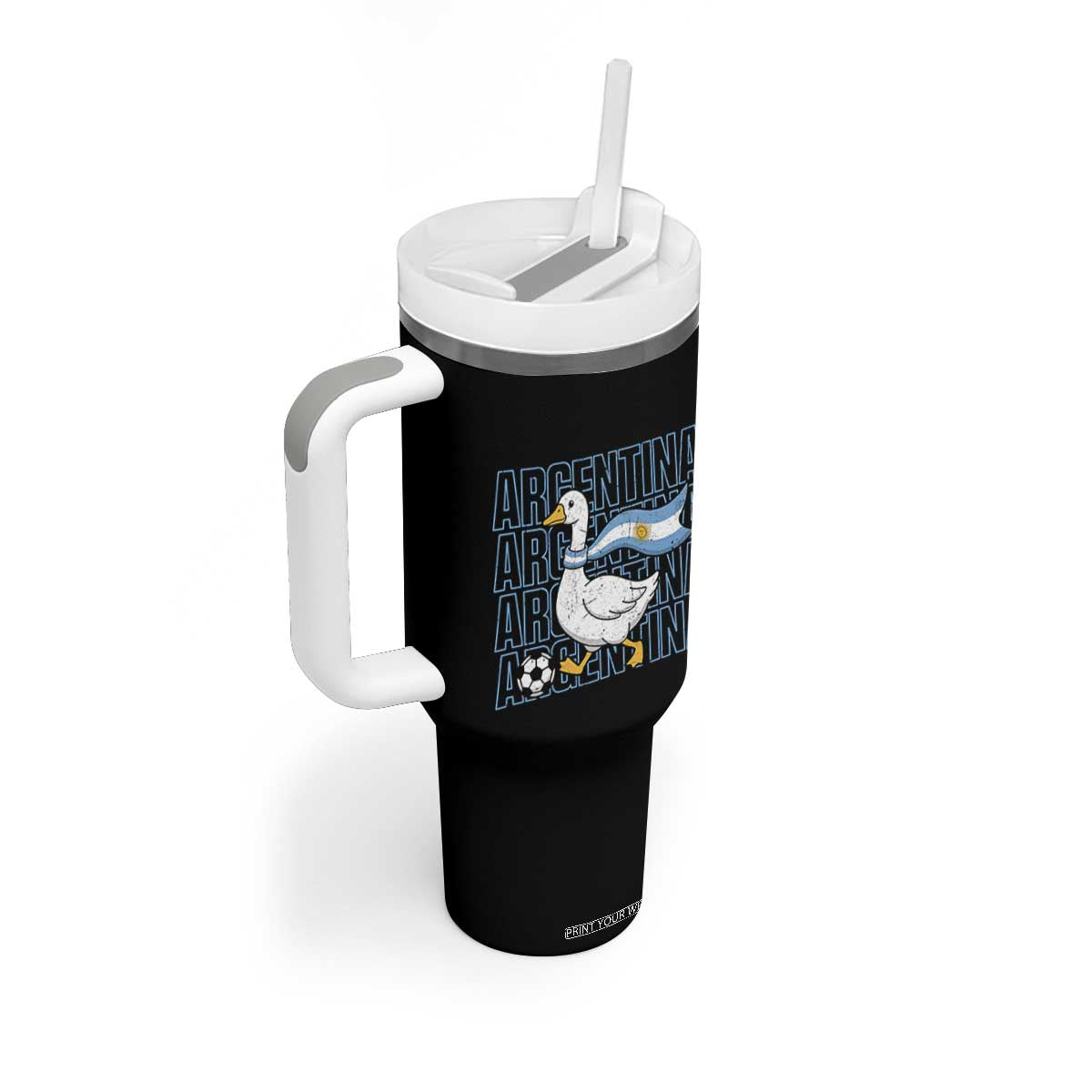 Argentina Soccer Football Tumbler With Handle Silly Goose Argentinian Flag Fan Supporter TS14 Print Your Wear