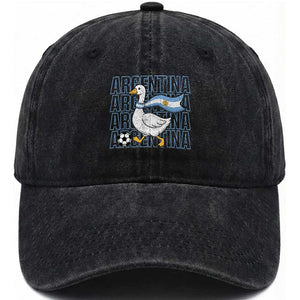 Argentina Soccer Football Washed Cotton Baseball Cap Silly Goose Argentinian Flag Fan Supporter TS14 Print Your Wear