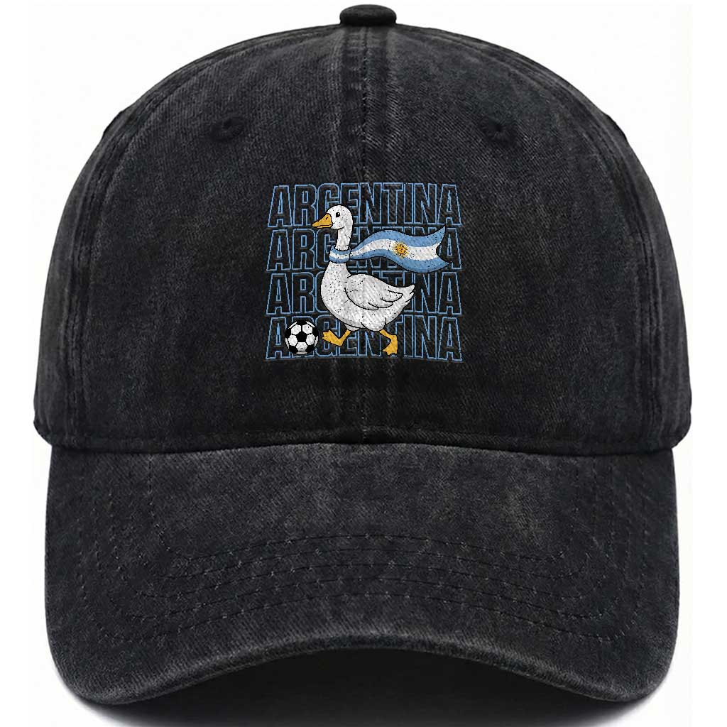 Argentina Soccer Football Washed Cotton Baseball Cap Silly Goose Argentinian Flag Fan Supporter TS14 Print Your Wear
