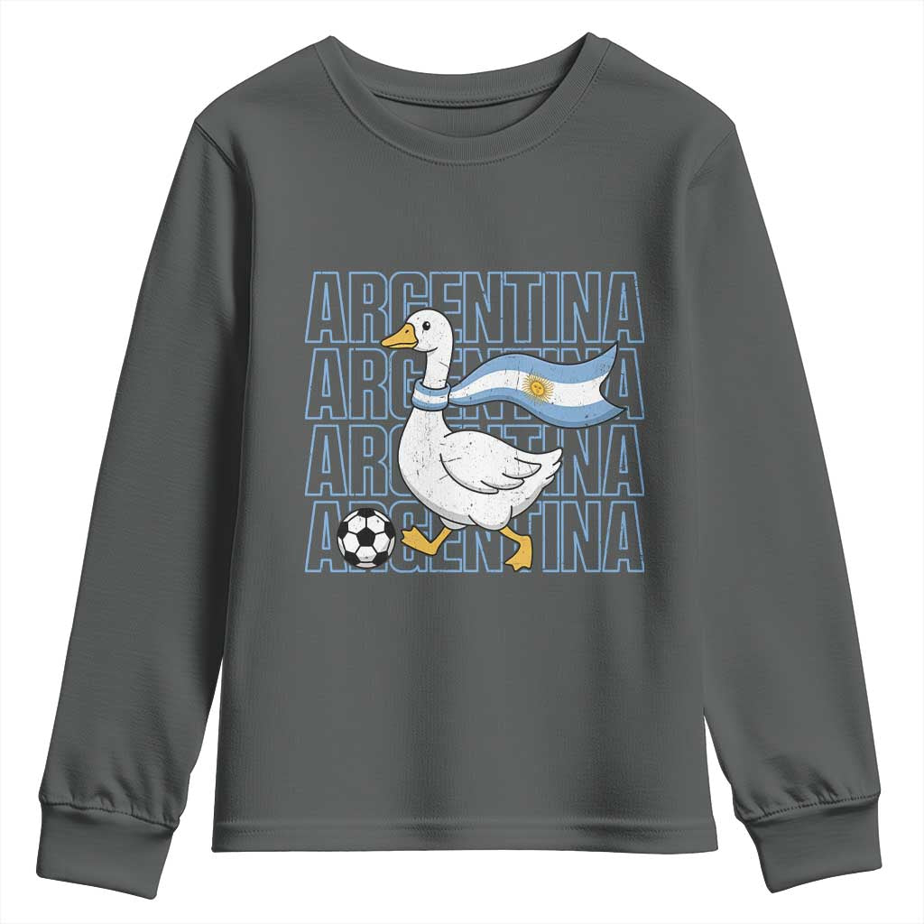 Argentina Soccer Football Youth Sweatshirt Silly Goose Argentinian Flag Fan Supporter TS14 Dark Heather Print Your Wear